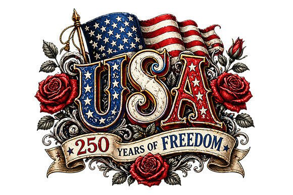 Download USA 250 Years PNG Patriotic Roses Art - Years Collection